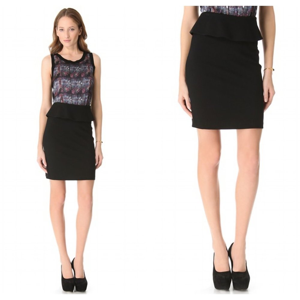THEORY ‘Vantia’ Black Peplum Mini Pencil Skirt